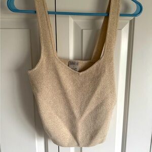 Inc tan with gold fleck crop top